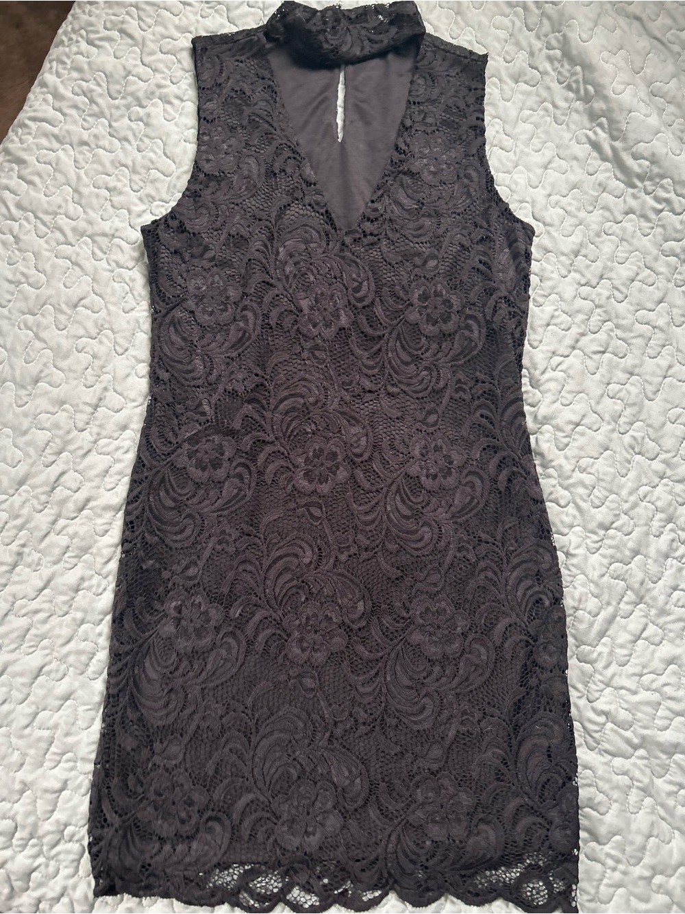 Ambiance Black Lace V-Neck Mini Dress